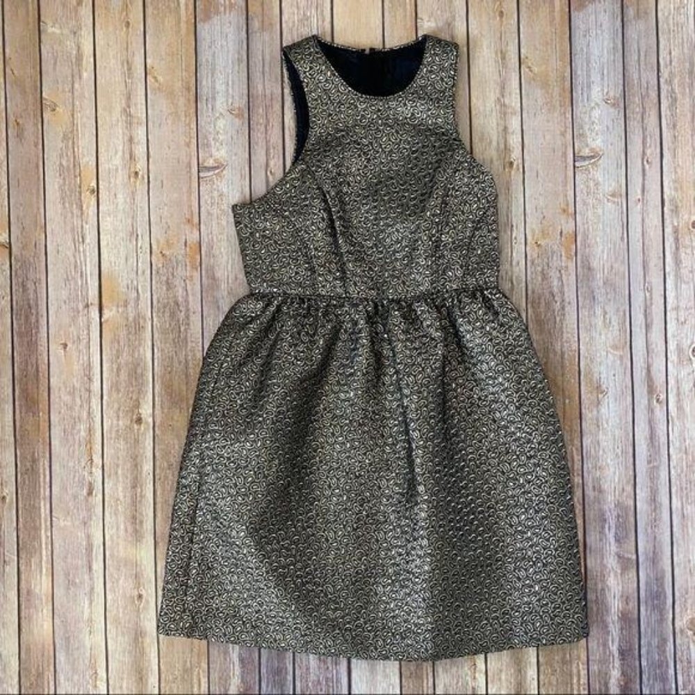 Tibi Jacquard Paisley Black & Gold Metallic Dress - Picture 9 of 16